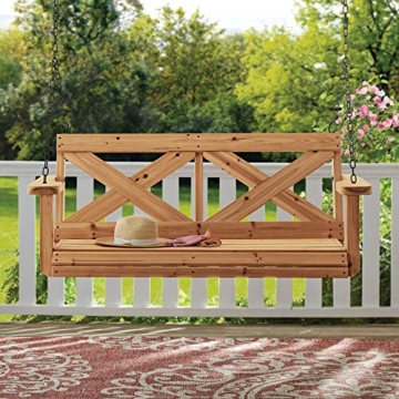 Durable Cedar Farmhouse Outdoor Porch Swing for Two