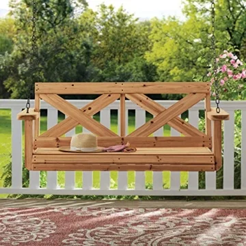 Durable Cedar Farmhouse Outdoor Porch Swing for Two