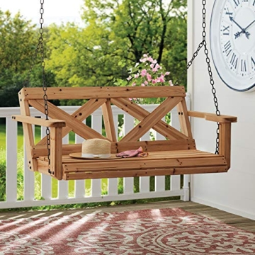 Durable Cedar Farmhouse Outdoor Porch Swing for Two