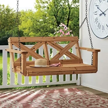 Durable Cedar Farmhouse Outdoor Porch Swing for Two