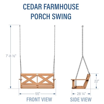Durable Cedar Farmhouse Outdoor Porch Swing for Two