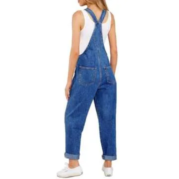 Vetinee Women's Cody Blue Classic Adjustable Straps Pockets Boyfriend Denim Bib Overalls Jeans Pants...