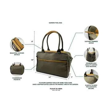 6 Piece Stainless Steel Heavy Duty Garden Tools Set, with Ash Wood Handle and Non-Slip Rubber Grip Pruner, Premium Canvas and Leather Storage Tote Bag, Outdoor Hand Tools, Garden Gift