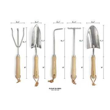 6 Piece Stainless Steel Heavy Duty Garden Tools Set, with Ash Wood Handle and Non-Slip Rubber Grip Pruner, Premium Canvas and Leather Storage Tote Bag, Outdoor Hand Tools, Garden Gift