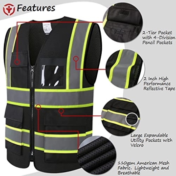 Reflective Safety Vest for Men & Women with Pockets
