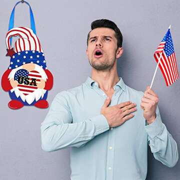 4th of July Gnome Door Sign for Patriotic Decor