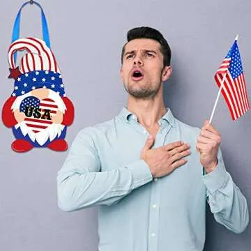 4th of July Gnome Door Sign for Patriotic Decor