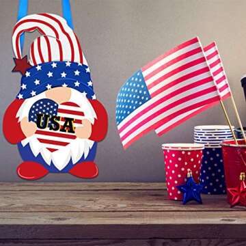 4th of July Gnome Door Sign for Patriotic Decor