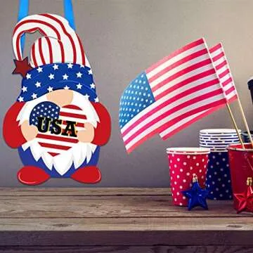 4th of July Gnome Door Sign for Patriotic Decor