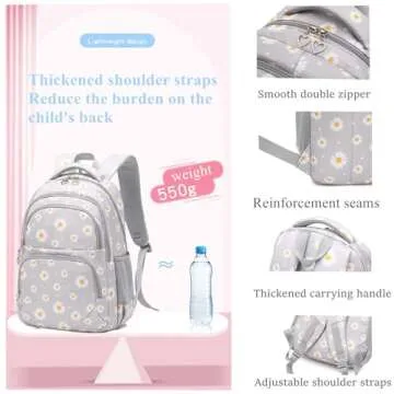 3Pcs Daisy Prints Backpack Sets Kids Bookbag Primary School Daypack Elementary Students Knapsack for Teens Girls