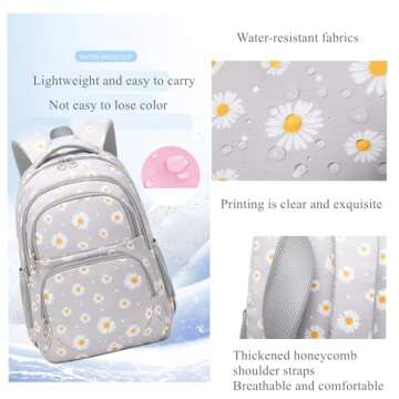 3Pcs Daisy Prints Backpack Sets Kids Bookbag Primary School Daypack Elementary Students Knapsack for Teens Girls