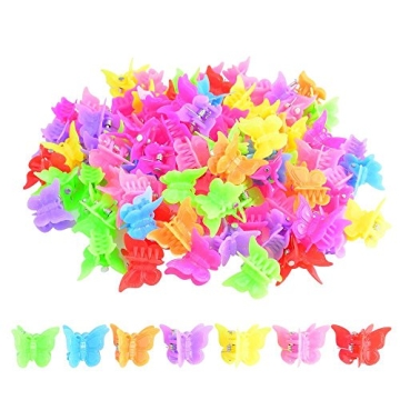 Assorted Butterfly Hair Clips - Set of 100 Colorful Clips