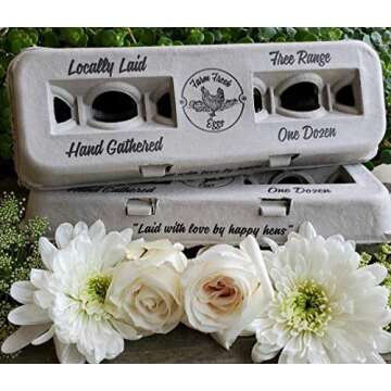 25 Egg Cartons – Adorable Vintage Design for your Farm Fresh Eggs, 100% Recycled Paper Cardboard, Sturdy & Reusable, Holds Small to XL Chicken Eggs