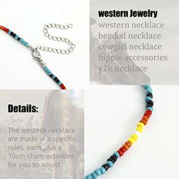 Western Jewelry Western Necklaces For Women Navajo Pearl Necklace Boho Beaded Choker Necklace Y2k Cowgirl Hipple Accessories 90S Boho Jewelry 6 Pieces