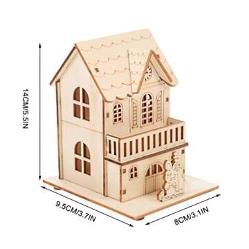 Toyvian 3pcs Christmas Led Light Wooden House with Battery, Unfinished Wooden Christmas Village Mini Houses Micro House Landscape Decors for Christmas Table Centerpieces Holiday Home Decor