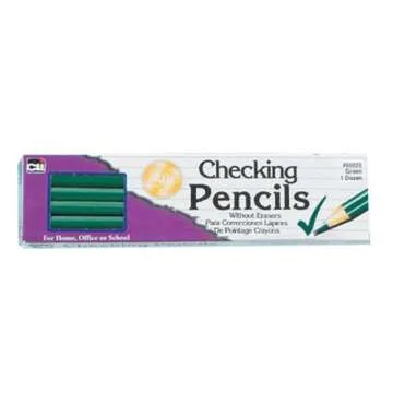 Charles Leonard Checking Pencil with Eraser, Green Colored Lead, 12-Pack (65025)