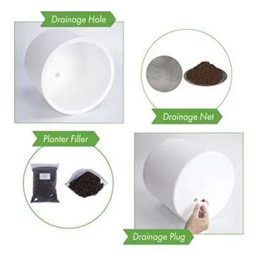 Planter Pot with Drainage Hole for Indoor Outdoor Use