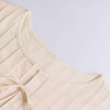 Women Summer Linen Tank Tops Coquette Bow Tie Front Top Shirt Vest Babydoll Ruffle Tops Cute Shirts Aesthetic Clothes (Beige,Large)