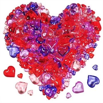 820 Pcs 2 Sizes Valentine's Day Acrylic Heart Gems Colorful Heart Shaped Acrylic Gemstone Ornaments ...