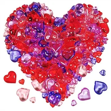 820 Pcs 2 Sizes Valentine's Day Acrylic Heart Gems Colorful Heart Shaped Acrylic Gemstone Ornaments ...