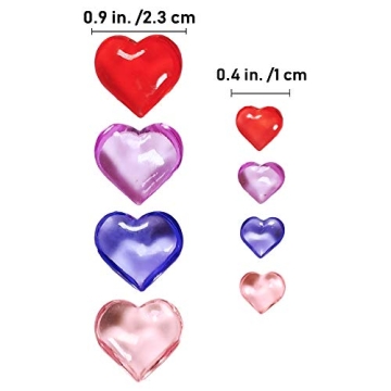 820 Pcs Colorful Acrylic Valentine's Heart Gem Decorations