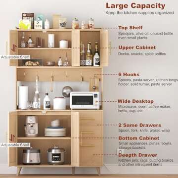Rovaurx Stylish Kitchen Pantry Cabinet with Charging Station