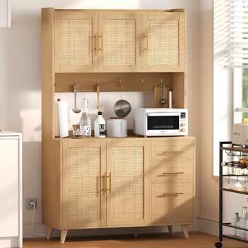 Rovaurx Stylish Kitchen Pantry Cabinet with Charging Station