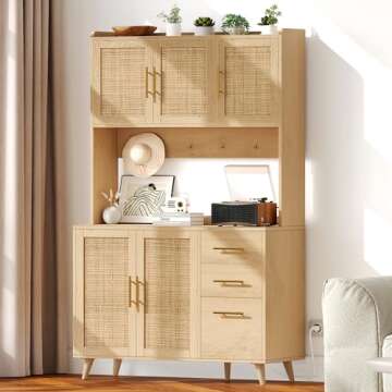 Rovaurx Stylish Kitchen Pantry Cabinet with Charging Station