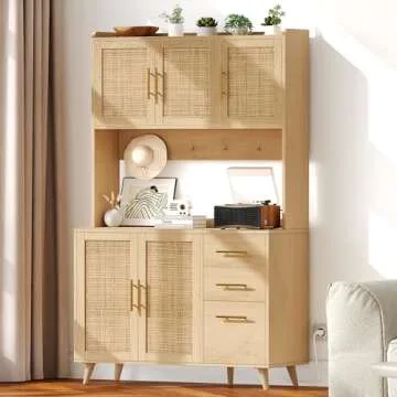 Rovaurx Stylish Kitchen Pantry Cabinet with Charging Station