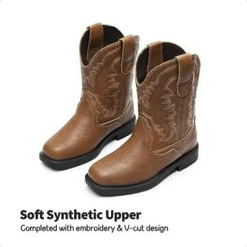 DREAM PAIRS Toddler Boys Girls Cowboy Boots Western Square Toe Riding Mid Calf Boots Sdbo2307K Brown...