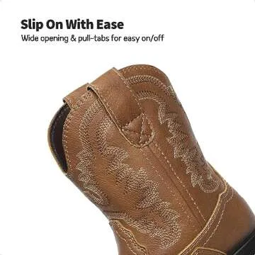 DREAM PAIRS Toddler Boys Girls Cowboy Boots Western Square Toe Riding Mid Calf Boots Sdbo2307K Brown Size 7 Toddler