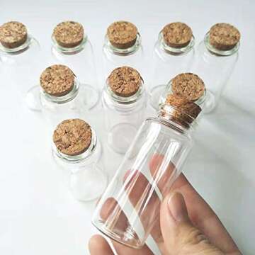 Luo House 10Pcs 30x80mm(1.18x3.14inches) 40ml Mini Small Clear Wishing Bottle Glass Vial with Cork Stoppers Small Glass Bottles for Wedding favors