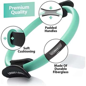 URBNFit Pilates Ring - 12" Magic Circle w/Dual Grip, Foam Pads for Inner Thigh Workout, Toning, Fitn...