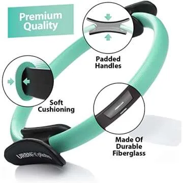 URBNFit Pilates Ring - 12" Magic Circle w/Dual Grip, Foam Pads for Inner Thigh Workout, Toning, Fitn...