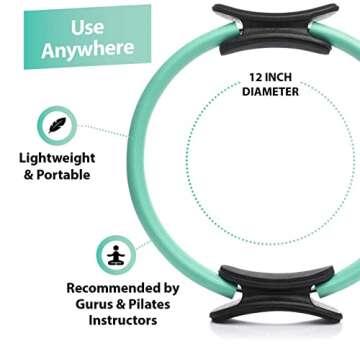 URBNFit Pilates Ring - 12" Magic Circle w/Dual Grip, Foam Pads for Inner Thigh Workout, Toning, Fitness & Pelvic Floor Exercise - Yoga Rings w/Bonus Exercise Guide