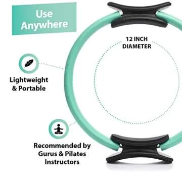 URBNFit Pilates Ring - 12" Magic Circle w/Dual Grip, Foam Pads for Inner Thigh Workout, Toning, Fitness & Pelvic Floor Exercise - Yoga Rings w/Bonus Exercise Guide