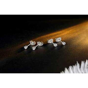 FOSIR 10 Pairs 2mm Tiny Women's Surgical Stainless Steel Round Clear Cubic Zirconia Stud Earrings (2mm CZ)