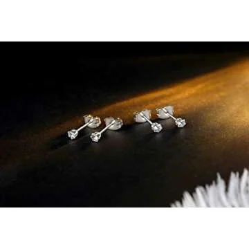 FOSIR 10 Pairs 2mm Tiny Women's Surgical Stainless Steel Round Clear Cubic Zirconia Stud Earrings (2mm CZ)