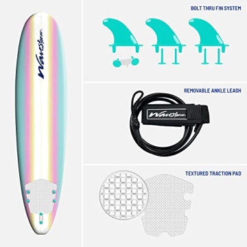 WAVESTORM Classic Foam Surfboard - 8ft Beginner Friendly