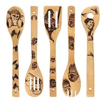Star War Burned Wooden Spoons Utensil Set Gift Idea Cooking Serving Utensils Natural Bamboo Kitchen ...