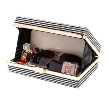 Renabro Women Retro Radio Shape Crossbody Bag Rhinestone Red Purse Evening Clutch Purses (red party)