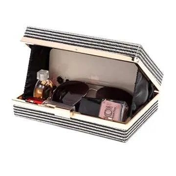 Renabro Women Retro Radio Shape Crossbody Bag Rhinestone Red Purse Evening Clutch Purses (red party)