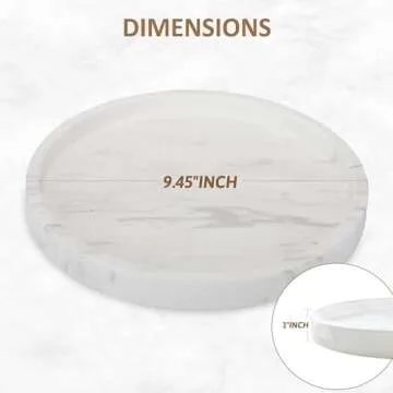 WORHE Natural Marble Decorative Tray for Bathroom Bedroom Kitchen Dresser, Round Vanity Trays for Jewelry, Perfume, Cosmetic, Candle, Countertop Storage Organizer for Home Decor Color White (TP601)