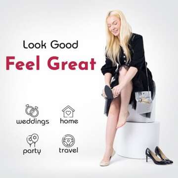 Silky Toes Foldable Travel Portable Flat Comfort Shoes with Pouch (Large 8/9, Black)