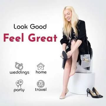 Silky Toes Foldable Travel Portable Flat Comfort Shoes with Pouch (Large 8/9, Black)