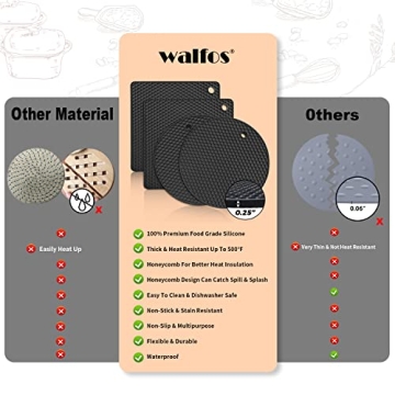 Walfos Silicone Trivet Mats for Heat Protection and Versatility