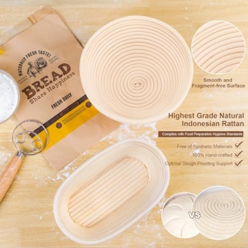 MITEES 2 Pack Sourdough Bread Proofing Basket Kit - Essential Baking Supplies