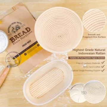 MITEES 2 Pack Sourdough Bread Proofing Basket Kit - Essential Baking Supplies