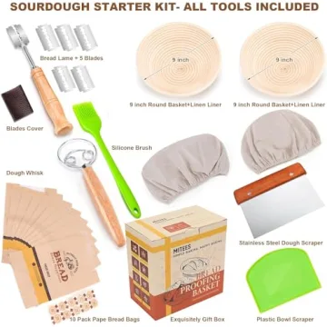 MITEES 2 Pack Sourdough Bread Proofing Basket Kit - Essential Baking Supplies