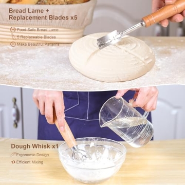 MITEES 2 Pack Sourdough Bread Proofing Basket Kit - Essential Baking Supplies